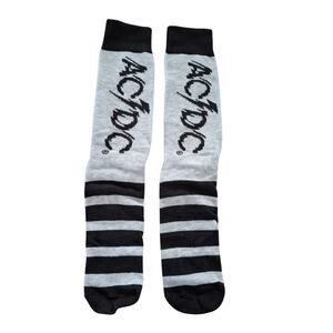 Classic Rockband ACDC Gray and Black  Size 6/5-11 (Fabric Socks Unisex)
